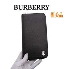 バーバリー レザー TBロゴ ラウンドファスナー 長財布 BURBERRY 美品