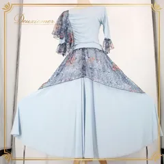 社交ダンス 衣装 スタンダード 上下セット ツーピース レッスンウェア パーティ衣装 オールシーズン 水色 ブルー系 SEKINE セキネ レース ライトブルー ダンスウェア 女性用 おしゃれ 体型カバー 伸縮性 有り ファスナー仕様 ブランド 日本製