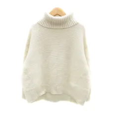 グローバルワーク GLOBAL WORK ニット セーター タートルネック 長袖 ショート丈 無地 S オフホワイト /HO4