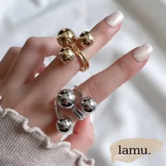 【lamu.】 Chunky Ball Ring｜立体ボールリング / 手元映え 韓国ファッション メタル シルバー ゴールド 韓国アクセ 太リング トレンド メタルリング 個性的 ぷっくりデザイン ステンレス