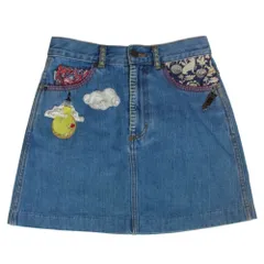 MARC JACOBS マークジェイコブス バッジ ワッペン デニム スカート ブルー系 25【中古】