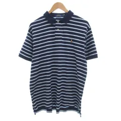 ポロ バイ ラルフローレン Polo by Ralph Lauren ポロシャツ 半袖 XL 紺 ネイビー ライトブルー ボーダー /JS ■YHS16