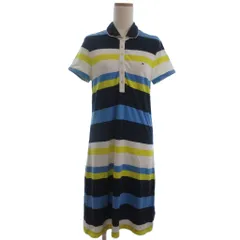 トミーヒルフィガー TOMMY HILFIGER ワンピース ポロシャツ 半袖 ボーダー ネイビー系 S ■ECT