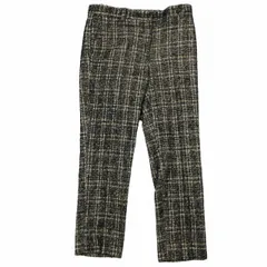 美品 デミルクス ビームス Demi-Luxe BEAMS チェック テーパードパンツ スラックス アンクル丈 センタープレス 38 ブラック ネイビー/1 レディース