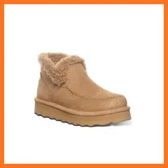 【新品】 【Bearpaw（ベアパウ）】ムートンブーツ 厚底 Maeve Platform Lo ショートブーツ 撥水加工 防汚加工 本革 防寒 あたたかい もこもこ (Iced Coffee Solid, 22.0 cm) 1