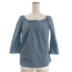 バーバリーブルーレーベル BURBERRY BLUE LABEL 美品 ブラウス カットソー 七分袖 チェック柄 38 水色 ■GY14