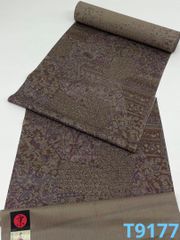 野蚕糸 インドムガシルク 全通 洒落袋帯 アッサム原産 横段 正絹 Q918