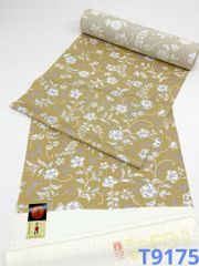 袋帯　野蚕糸　ムガシルク　全通柄　正絹 野蚕糸 インドムガシルク 全通 洒落袋帯 アッサム原産 横段 正絹 Q918