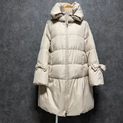 GALLERY VISCONTI ギャラリービスコンティ ダウンコート アイボリー ロング丈 リボン袖 上品 フェミニン 防寒 アウター レディース コート ロングコート