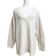 CINEMA CLUB シネマクラブ 　セーター　Vネック　長袖　ニット　 洗えるニット  M  厚手 アイボリー 秋冬 美品 上品 きれいめ シンプル カジュアル 大人可愛い おしゃれ