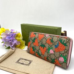 付属付 GUCCI グッチ 長財布 フラップ ブルームス GGスプリーム ブルー