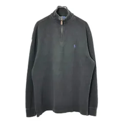 Polo by Ralph Lauren ポロ ラルフローレン ハーフジップ コットンセーター ブラック(メンズ L)中古 古着 V8244