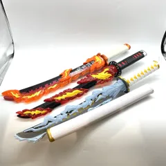 ★BANDAI 鬼滅の刃 DX日輪刀 煉獄 炭次郎 善逸 3本セット 動作確認済み 中古★006629