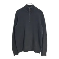 Polo by Ralph Lauren ポロ ラルフローレン ハーフジップ コットンニット セーター ブラック(メンズ S)中古 古着 V8253