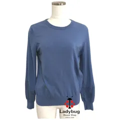 INDIVI　インディヴィ　レース付き　クルーネック　長袖セーター　　洗えるニット　長袖　　青　ブルー　M