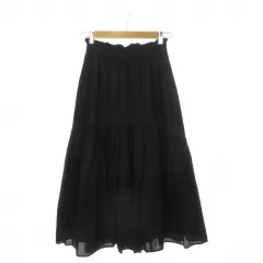 ロデオクラウンズワイドボウル RODEO CROWNS WIDE BOWL RCWB コットンフレアスカート ロングスカート F 黒 ブラック ウエストゴム /AH25 ■GY99