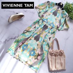 ヴィヴィアンタム パワーネット ロータス ロングワンピース 花柄 S-M