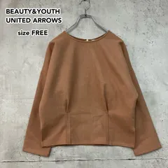 BEAUTY&YOUTH UNITED ARROWS ビューティアンドユース ユナイテッドアローズ ボートネック ドルマン 七分袖 異素材切替 ショート丈 プルオーバー カットソー ニット風 キャメル M 1612-225-4420 ★ ◇■