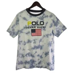 ポロ ラルフローレン POLO RALPH LAUREN Tシャツ カットソー 半袖 ロゴ タイダイ レディース着用可 ホワイトブルー 160 L