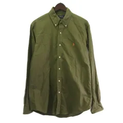 ポロ ラルフローレン POLO RALPH LAUREN ボタンダウンシャツ 長袖 ワンポイント カーキ M