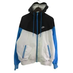 ナイキ NIKE ナイロンジャケット ウィンドブレーカー ジップアップ ブラック ホワイト ブルー L
