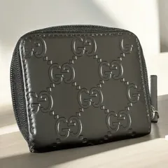o86 GUCCI　グッチ　ブラック　グッチシマレザー　コインケース　小銭入れ