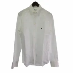 エトロ ETRO リネンシャツ ボタンダウン ペイズリー柄 ワンポイント 長袖 白 ホワイト 38 