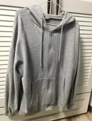 グレー フードジップアップ レディース