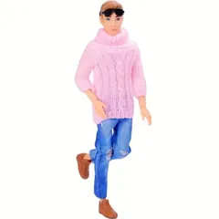 アクションフィギュア 衣装セット 1/6スケール タートルネック ニット ピンク 外国人 茶髪 男性 30cm ヘッド ボディ PVC 汎用 素体 おもちゃ 交換 可動式 デッサンドール 撮影用 バービー人形サイズ t9521