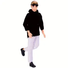 アクションフィギュア 衣装セット 1/6スケール タートルネック ニット 黒 ブラック 外国人 茶髪 男性 30cm ヘッド ボディ PVC 汎用 素体 おもちゃ 交換 可動式 デッサンドール 撮影用 バービー人形サイズ t9522