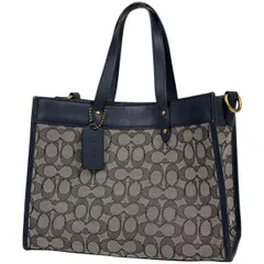【在庫一掃】 コーチ COACH シグネチャー トートバッグ 2WAY ショルダーバッグ ハンドバッグ トートバッグ キャンバス ネイビー C3282 レディース 【中古】