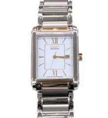 CITIZEN シチズン 腕時計 エコドライブ E011-S045193 ホワイト文字盤 3針 シルバー スクエア アナログ