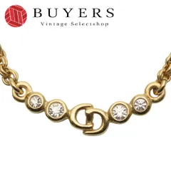 【中古】 クリスチャンディオール ネックレス CDロゴ メタル ラインストーン ゴールド メッキ GP アクセサリー レディース 女性 Christian Dior