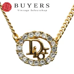 【中古】 クリスチャンディオール ネックレス CDロゴ メタル ラインストーン ゴールド GP メッキ アクセサリー レディース 女性 Christian Dior