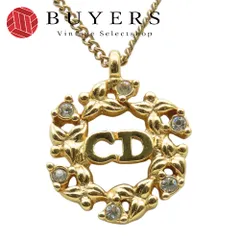 【中古】 クリスチャンディオール ネックレス CDロゴ メタル ラインストーン ゴールド GP メッキ アクセサリー レディース 女性 Christian Dior