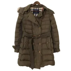 BURBERRY LONDON バーバリーロンドン　ダウンコート メガチェック　ノバチェック　フォックスファー　ベルト 38　 冬