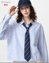 UNIQLO オックスフォードシャツ/ストライプ 60LIGHTBLUE 3XL 477683