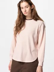 UNIQLO ワッフルT/長袖 10PINK XS 474401