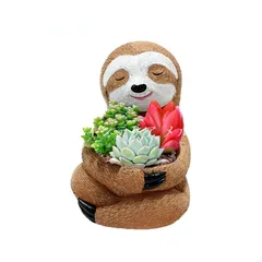 プランター なまけもの かわいい 樹脂 鉢植え 植木鉢 アニマル 動物 ナマケモノ 可愛い ガーデニング 雑貨 ガーデン雑貨 ガーデンインテリア ガーデン インテリア 庭の装飾 お洒落 おしゃれ 8-