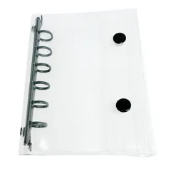 mamota A7 シール帳 バインダー ミニ クリア 6穴 ぷっくりシール 推し活 透明 PVC ミニノート 手帳 メモ帳 ポータブル ポケットサイズ (ブラック) [ブラック]