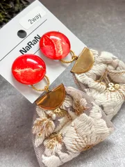 161≫アルコールインクアート【nara】2wayインド刺繍リボンタッセルイヤリング