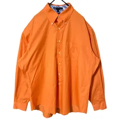 XL オレンジ トミーヒルフィガー ボタンダウン 無地 シンプル 単色 シャツ レディース ユニセックス メンズ 古着 長袖