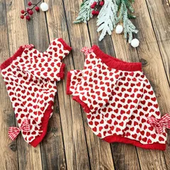 めぇ様🩷赤ハート♡ミニ裏毛ニット♡タンクトップ♡ハンドメイド犬服♡