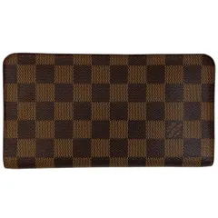 【在庫一掃】 ルイ・ヴィトン Louis Vuitton ポルト モネ ジップ 札入れ 小銭入れ 長財布 ダミエ ブラウン N61728 レディース 【中古】