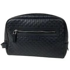 【在庫一掃】 グッチ GUCCI マイクログッチシマ セカンドバッグ クラッチバッグ セカンドバッグ シマレザー ブラック 419775 メンズ 【中古】