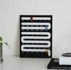 万年カレンダー おしゃれ スライド式 卓上 モノトーン 黒 白 カラフル インテリア 雑貨 日付 カレンダー コンパクト デスク 玄関 リビング