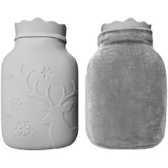 1100ml（ヘラジカのパターン）_グレー（ヘラジカのパターン） ゆたんぽ シリコン湯たんぽ 大容量 1.1L 電子レンジ専用 NABI_651
