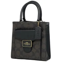 【在庫一掃】 コーチ COACH シグネチャー ハンドバッグ 2WAY ショルダーバッグ ハンドバッグ コーティングキャンバス ブラウン ブラック C7228 レディース 【中古】