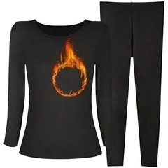 ブラック裏起毛上下セット [Sleepeach] あったかインナー レディース インナー 肌着 Uネック 長袖 裏起毛 極暖 防寒 インナー 1414_528