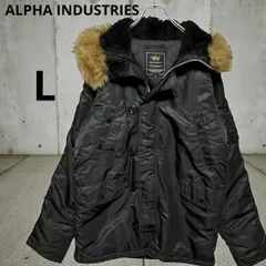 ALPHA INDUSTRIES アルファインダストリーズ N-3B フライトジャケット ブラック L相当 ファー付 中綿 ミリタリー 防寒 防風 リブ袖 古着